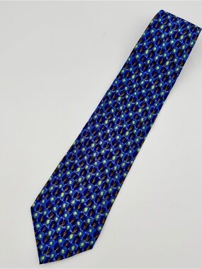 Jerry Garcia Tie Space Containers Collection Twenty Silk Blue Yellow Geometric